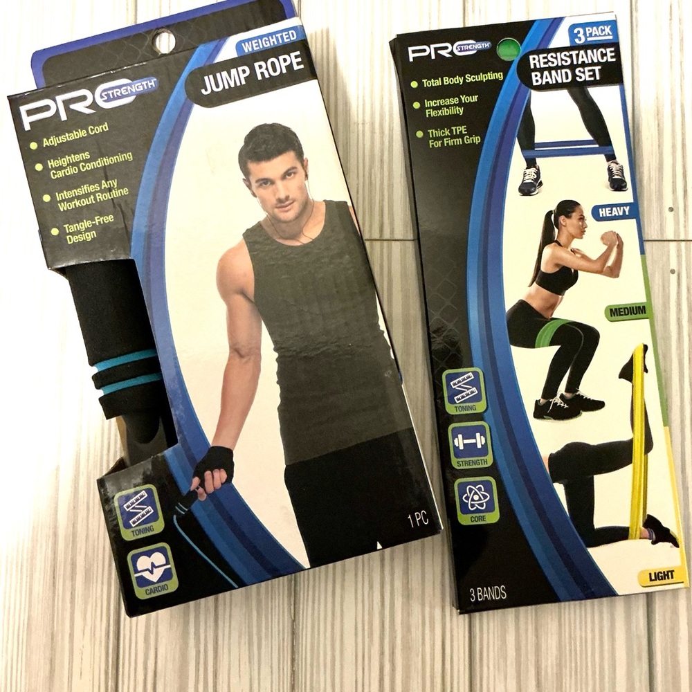 Weighted Jump Rope -  & Three Resistance Bands Workout Bundle